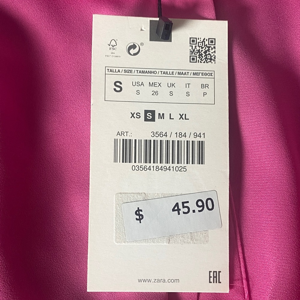 Zara Pink Sheer Ruffle Blouse - Picture 2 of 6